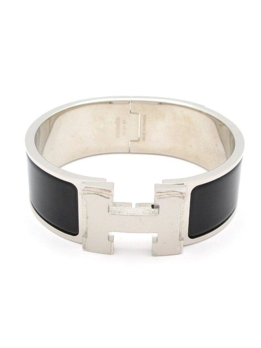 Hermes Bangle Clic Clac Silver Black Bracelet